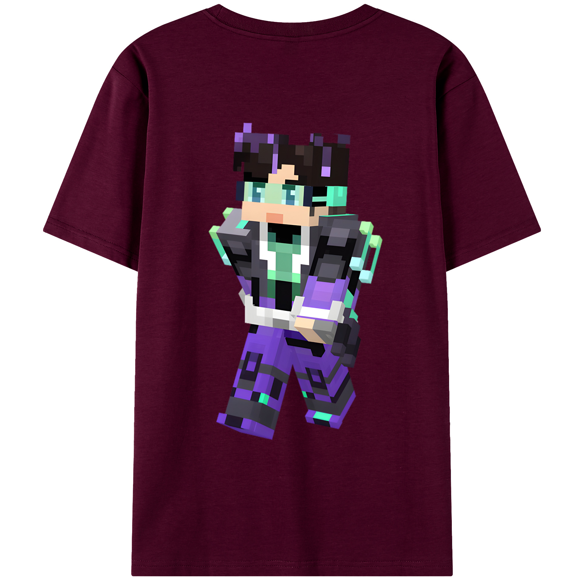（画像用） マインクラフト ブロックの世界 Minecraft MC Block world レディース半袖Tシャツ(バックプリント)